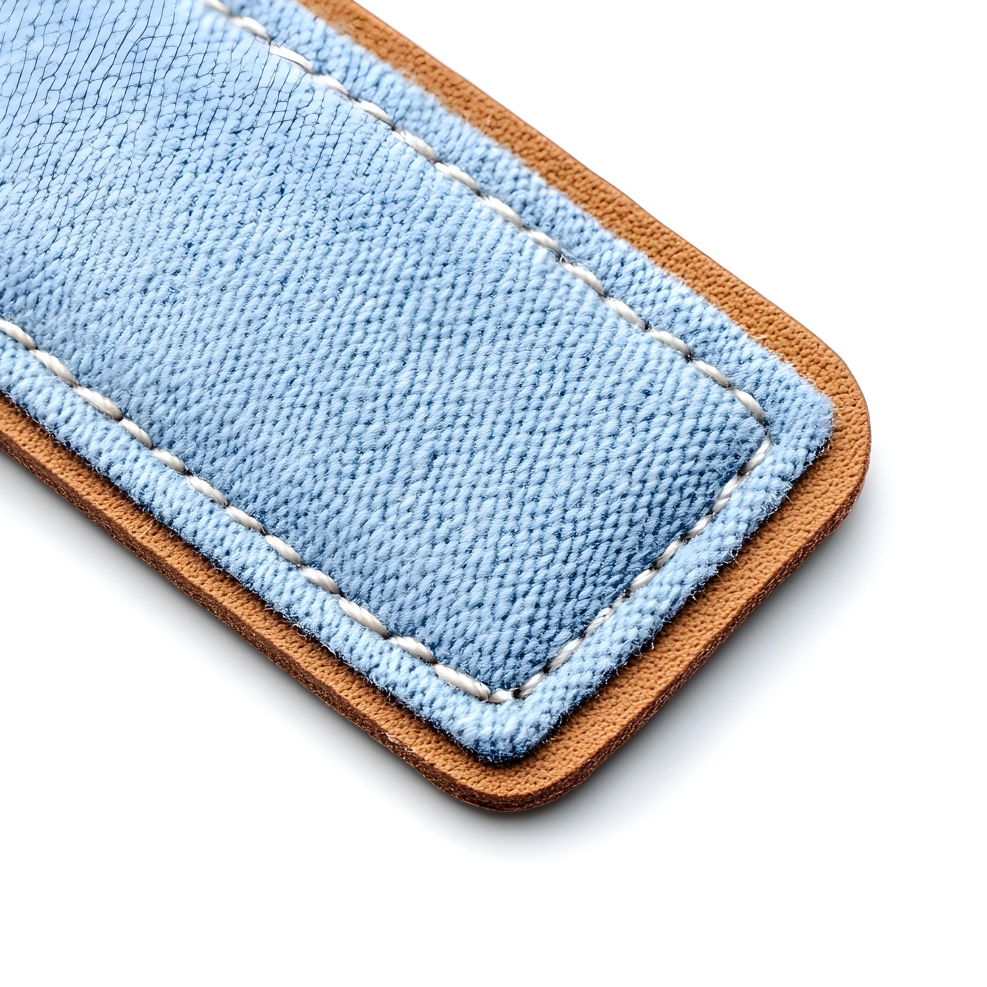 embroidered badge on denim